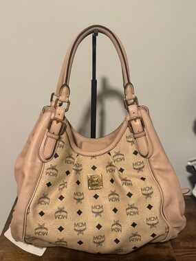 MCM Visetos Hobo Bag Beige and clean Conditions Fully Authenticated